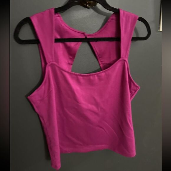 Maeve by Anthropologie Square Neck Cap Sleeve Top Size Large Magenta Pink NWT - Picture 4 of 8